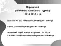 Переможці районного правового турніру 2011-2012 н р. Гімназія № 167 «Улюбленц...
