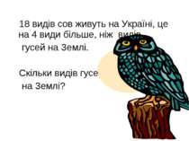 18 видів сов живуть на Україні, це на 4 види більше, ніж видів гусей на Землі...