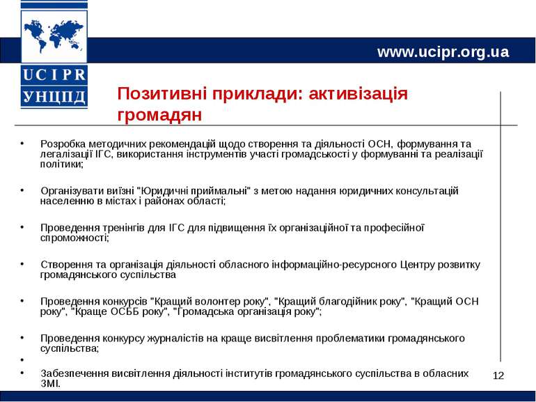 * Позитивні приклади: активізація громадян Розробка методичних рекомендацій щ...