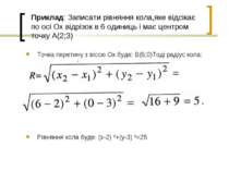 Приклад: Записати рівняння кола,яке відсікає по осі Ох відрізок в 6 одиниць і...