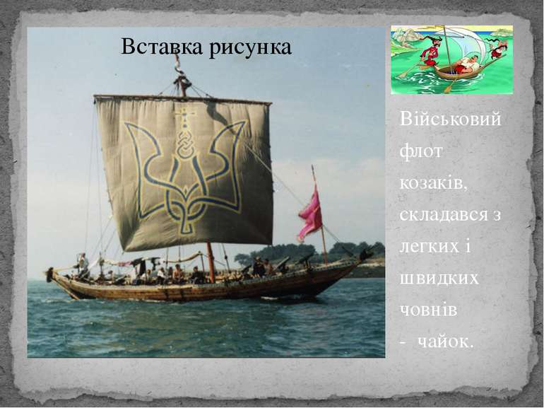 Військовий флот козаків, складався з легких і швидких човнів -  чайок.