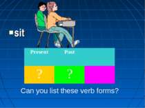 sit Can you list these verb forms? Present Past ? ?