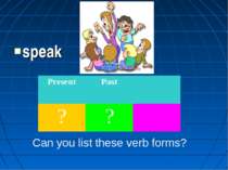 speak Can you list these verb forms? Present Past ? ?