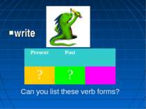 write Can you list these verb forms? Present Past ? ?