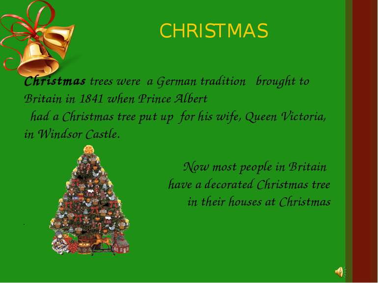 CHRISTMAS Christmas trees were a German tradition brought to Britain in 1841 ...