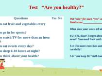 Test   “Are you healthy?” Put “one” for each “yes”-answer! Total score ______...
