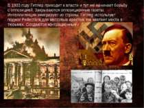В 1933 году Гитлер приходит к власти и тут же начинает борьбу с оппозицией. З...