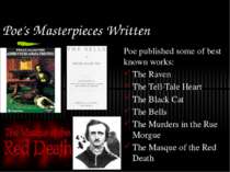 Poe’s Masterpieces Written Poe published some of best known works: The Raven ...