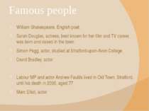 Famous people William Shakespeare, English poet. Sarah Douglas, actress, best...