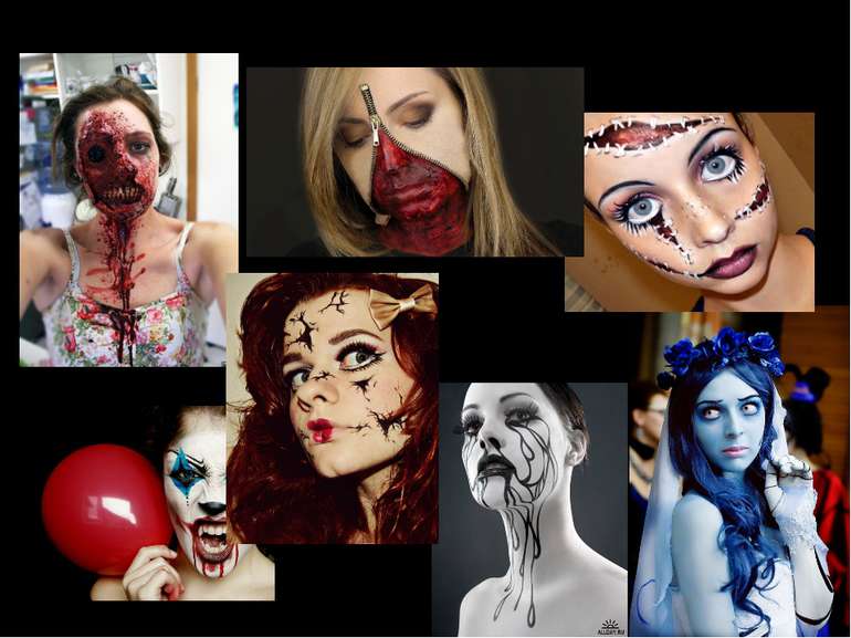 Examles of Halloween make-up and costumes