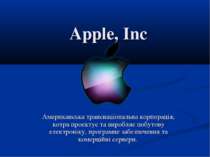 "Apple, Inc"