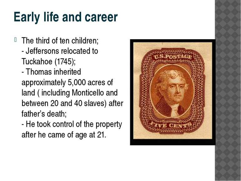 Early life and career The third of ten children; - Jeffersons relocated to Tu...