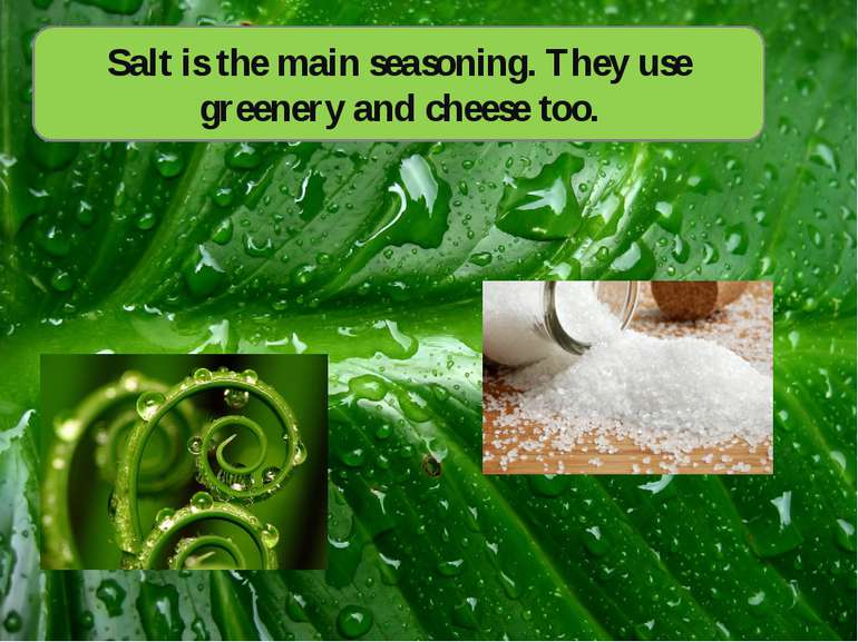 Salt is the main seasoning. They use greenery and cheese too.