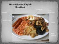 The traditional English Breakfast sausages Beaked beans Fried egg Fried mushr...