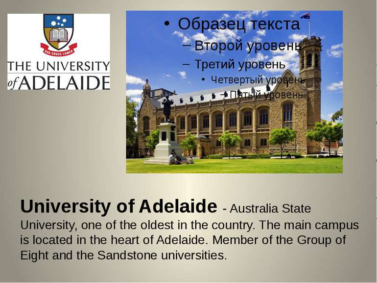 University of Adelaide - Australia State University, one of the oldest in the...