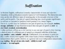 Suffixation In Modern English, suffixation is mostly characteristic of noun a...