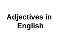 "Adjectives in English"