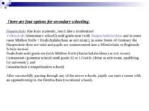 There are four options for secondary schooling: Hauptschule (the least acade...
