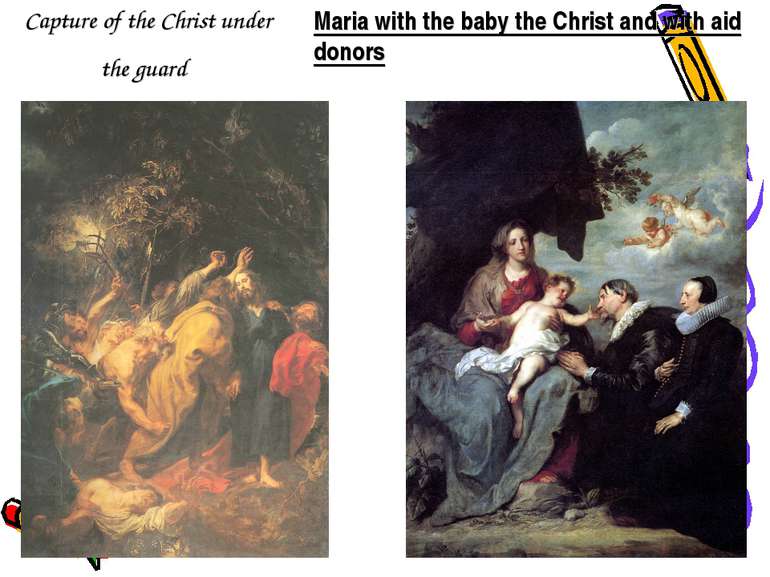 Capture of the Christ under the guard Maria with the baby the Christ and with...