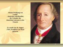 Johann Wolfgang von Goethe - deutscher Schriftsteller, der Gründer der deutsc...