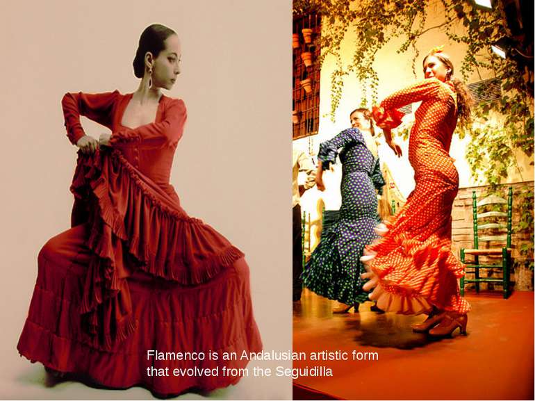 Flamenco is an Andalusian artistic form that evolved from the Seguidilla