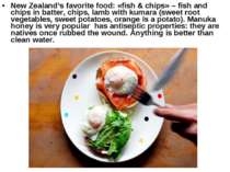 New Zealand’s favorite food: «fish & chips» – fish and chips in batter, chips...