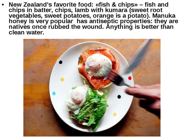 New Zealand’s favorite food: «fish & chips» – fish and chips in batter, chips...