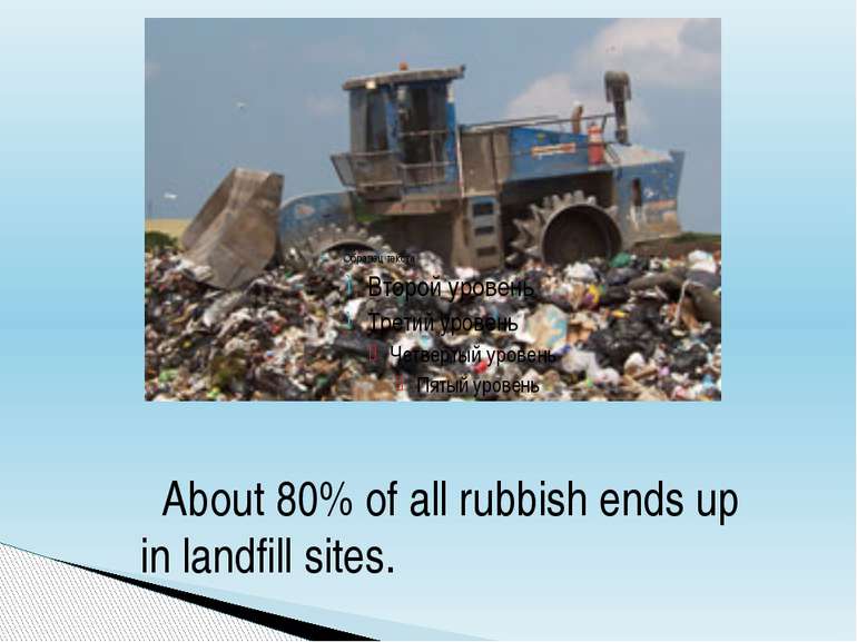 About 80% of all rubbish ends up in landfill sites.