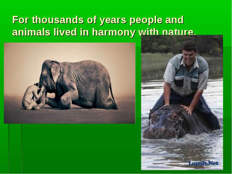 For thousands of years people and animals lived in harmony with nature.