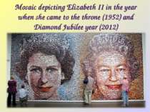 Mosaic depicting Elizabeth II in the year when she came to the throne (1952) ...