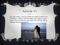 Article 11. Men and women of full age, without any limitation due to race, na...