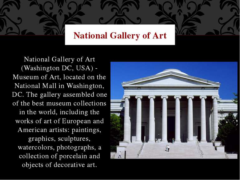 National Gallery of Art (Washington DC, USA) - Museum of Art, located on the ...