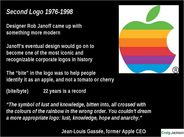 Second Logo 1976-1998 Designer Rob Janoff came up with something more modern ...