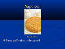 Napoleon Tasty puff cakes with custard French cuisine