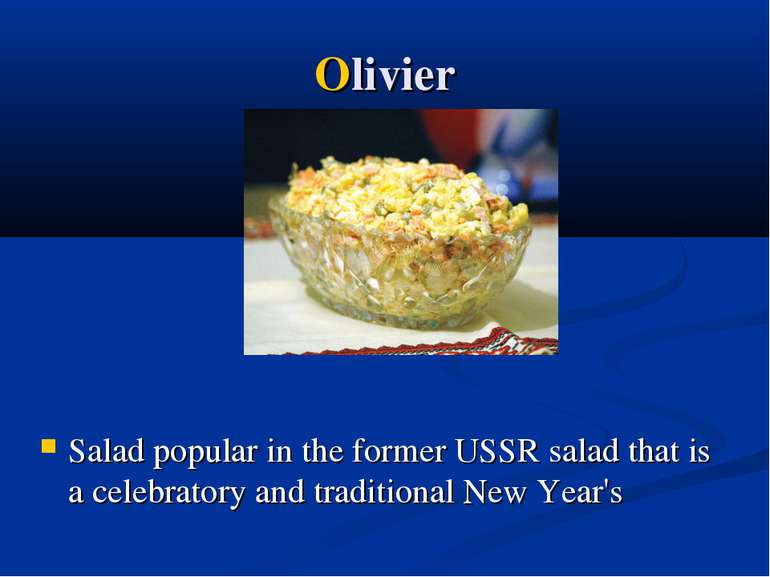 Olivier Salad popular in the former USSR salad that is a celebratory and trad...