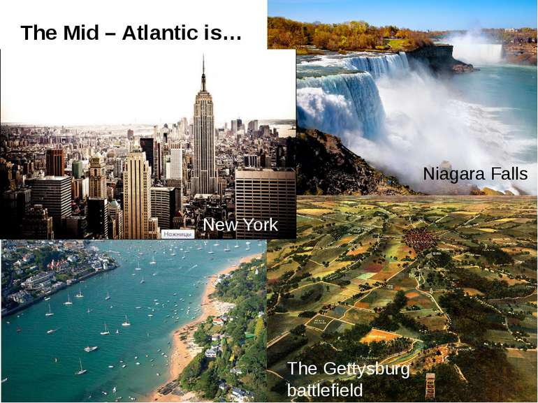 The Mid – Atlantic is… New York Niagara Falls The Gettysburg battlefield