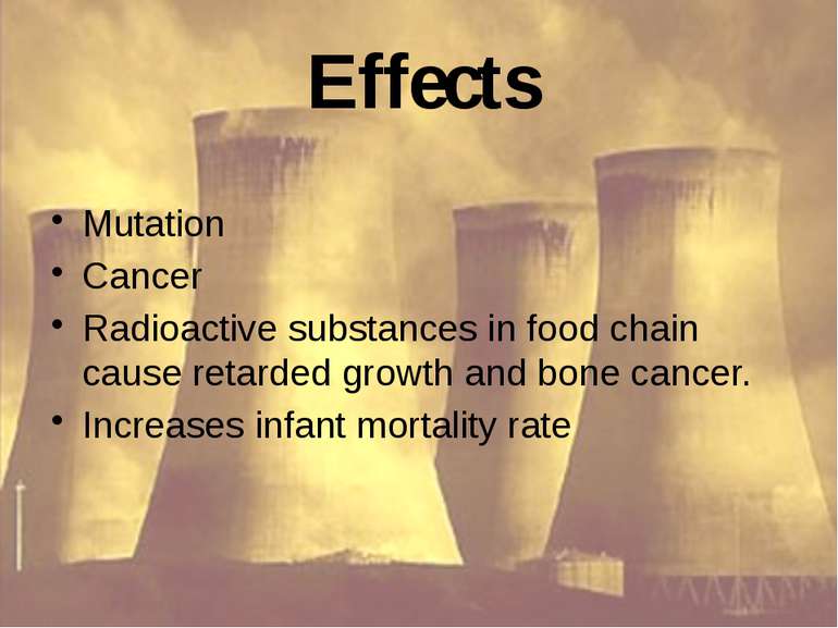Effects Mutation Cancer Radioactive substances in food chain cause retarded g...