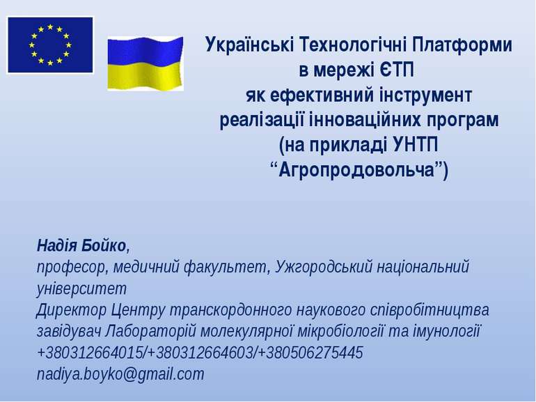 Українські Технологічні Платформи в мережі ЄТП як ефективний інструмент реалі...
