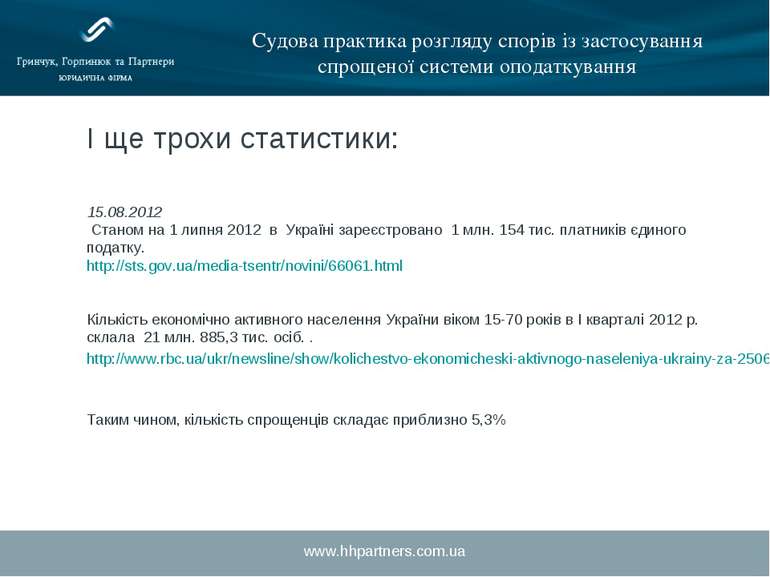 www.hhpartners.com.ua Судова практика розгляду спорів із застосування спрощен...