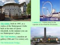 The Globe, built in 1997, as a replica of the Shakespeare Globe built at the ...