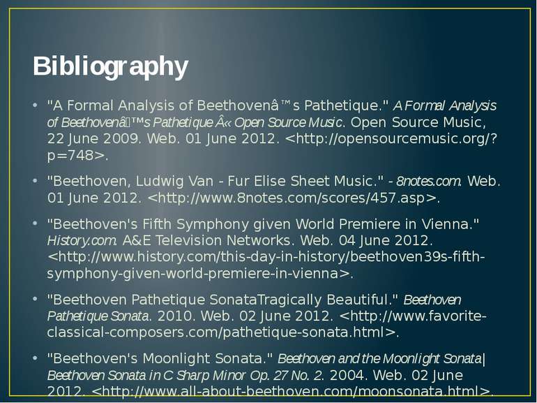 Bibliography "A Formal Analysis of Beethovenâ™s Pathetique." A Formal Analysi...