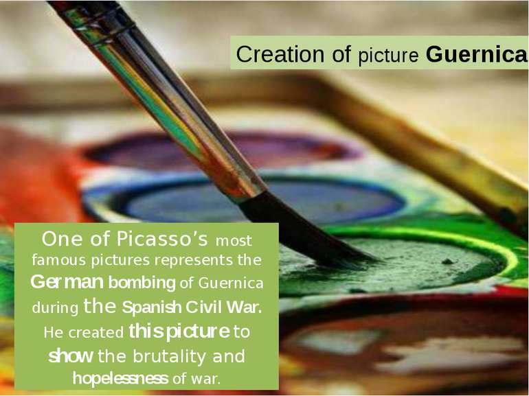 One of Picasso’s most famous pictures represents the German bombing of Guerni...