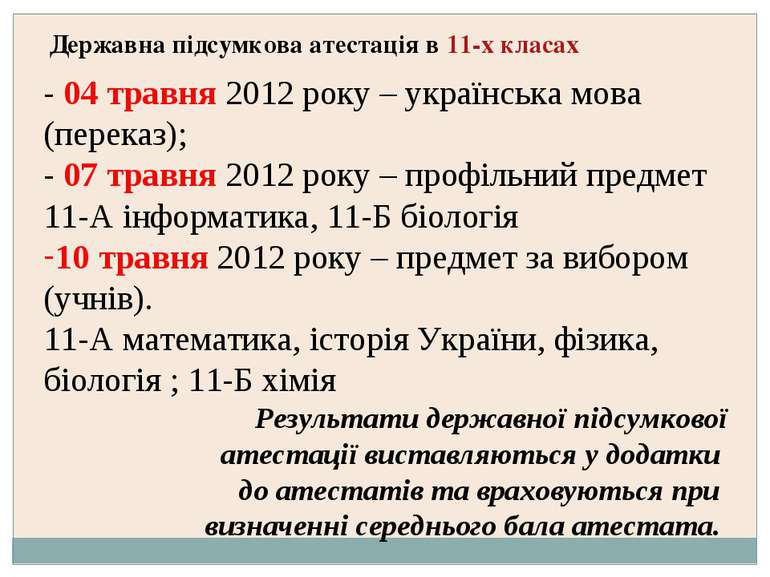 Державна підсумкова атестація в 11-х класах - 04 травня 2012 року – українськ...