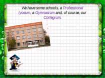 We have some schools, a Professional lyceum, a Gymnasium and, of course, our ...