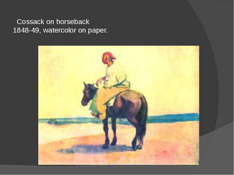 Cossack on horseback 1848-49, watercolor on paper.