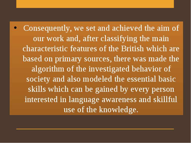 Consequently, we set and achieved the aim of our work and, after classifying ...