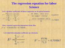 i i n n The regression equation for labor Science Let's calculate coefficient...
