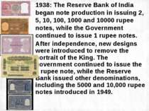1938: The Reserve Bank of India began note production in issuing 2, 5, 10, 10...