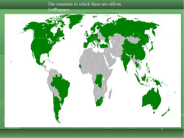 The countries in which there are offices Greenpeace