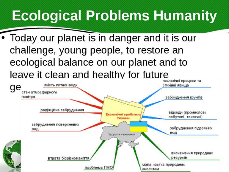 Ecological Problems Humanity Today our planet is in danger and it is our chal...